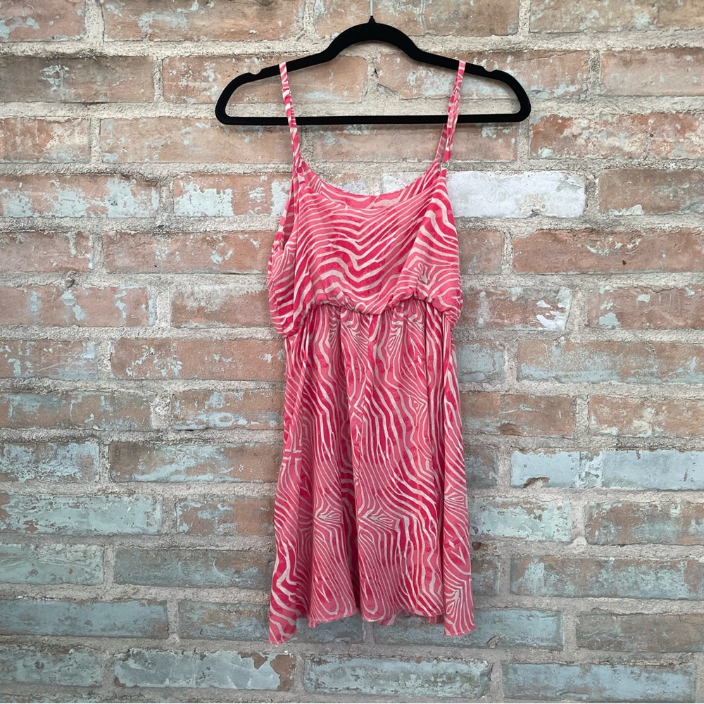 Alice + Olivia Pilar Pink Zebra Print Silk Blouson Tank Dress Elastic Waist XS - Picture 10 of 10